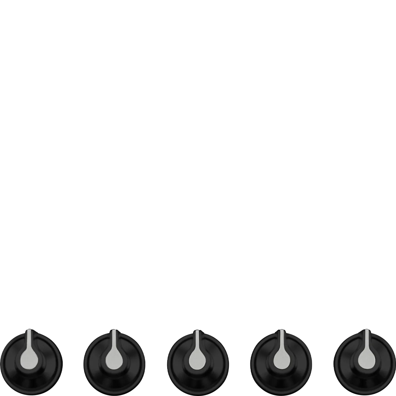 Set of 5 Pure Black Linea controls for use with Gas on Glass hobs - Image 15